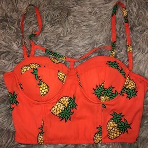 Pineapple bustier crop top size M